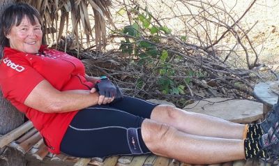 Kay Haarsma Cycling on the  tour with redspokes